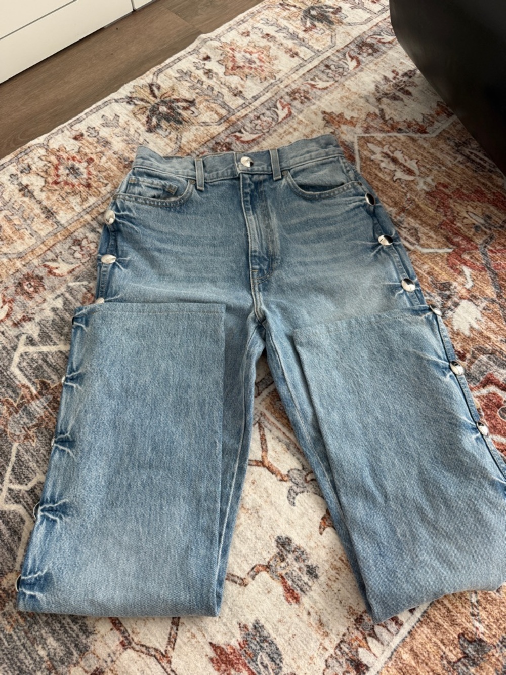 Khaite Danielle Women’s Straight-Leg Jeans with Side Ring Detail - Picture 14 of 17